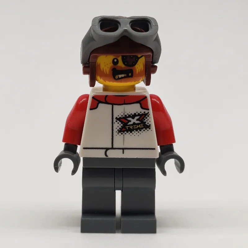 Stunt Rider, White Race Jacket, Dark Bluish G… — minifigurine LEGO | Brick Broker