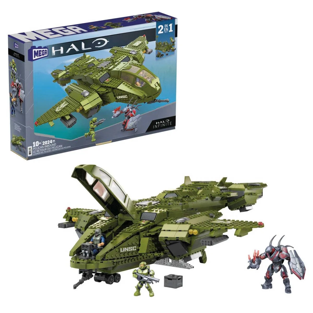 Mattel MEGA Halo™ Vaisseau Pelican 2-en-1 avec 3 figurines (GNB28) - prix | Brick Broker