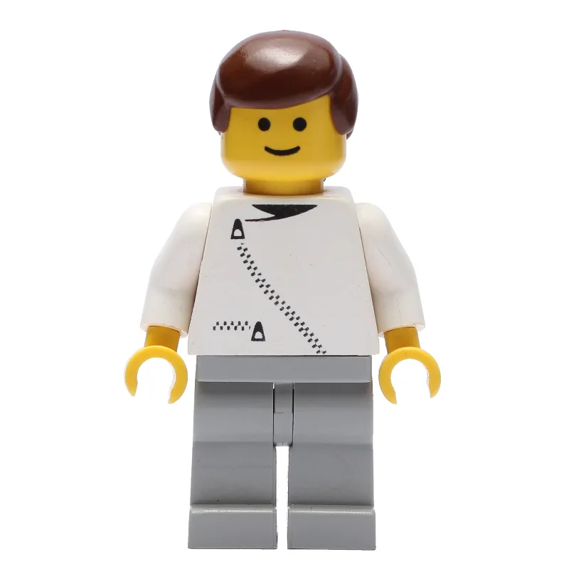 Man, White Jacket with Zipper, Light Gray Leg… — minifigurine LEGO | Brick Broker