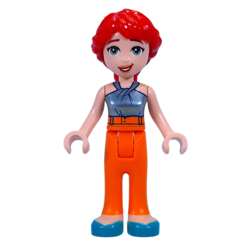 Mia - Adult, Metal Blue Top, Orange Pants — minifigurine LEGO | Brick Broker