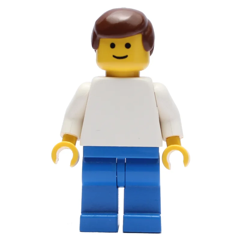 Soccer Player White Torso, Blue Legs, Brown H… — minifigurine LEGO | Brick Broker