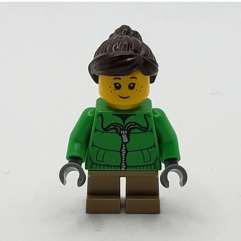 Kid - Green Torso, Dark Tan Legs, Dark Brown… — minifigurine LEGO | Brick Broker