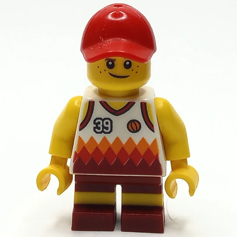 Boy, White and Dark Red Basketball Jersey wit… — minifigurine LEGO | Brick Broker
