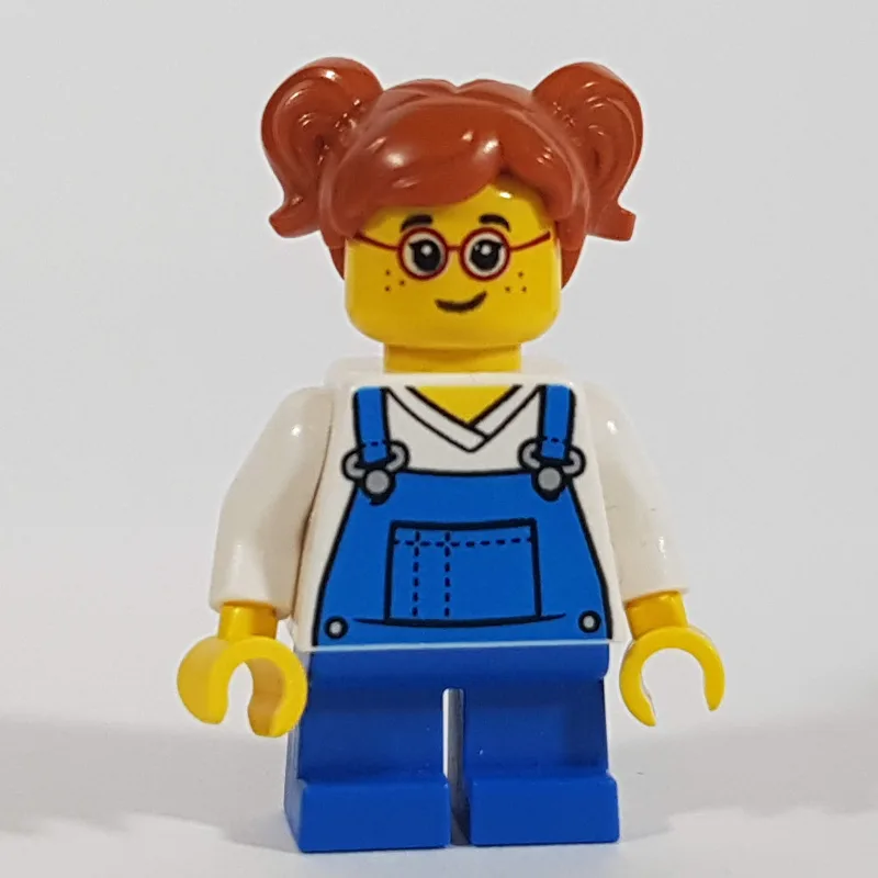 Girl, Blue Overalls, Short Legs, Glasses — minifigurine LEGO | Brick Broker