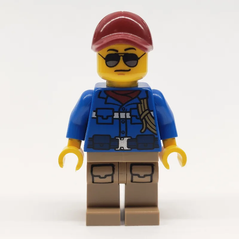 Man, Blue Jacket, Dark Red Cap, Sunglasses — minifigurine LEGO | Brick Broker