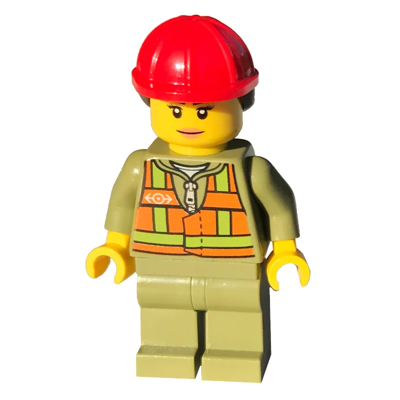 Train Driver - Orange Vest, Olive Green Legs,… — minifigurine LEGO | Brick Broker
