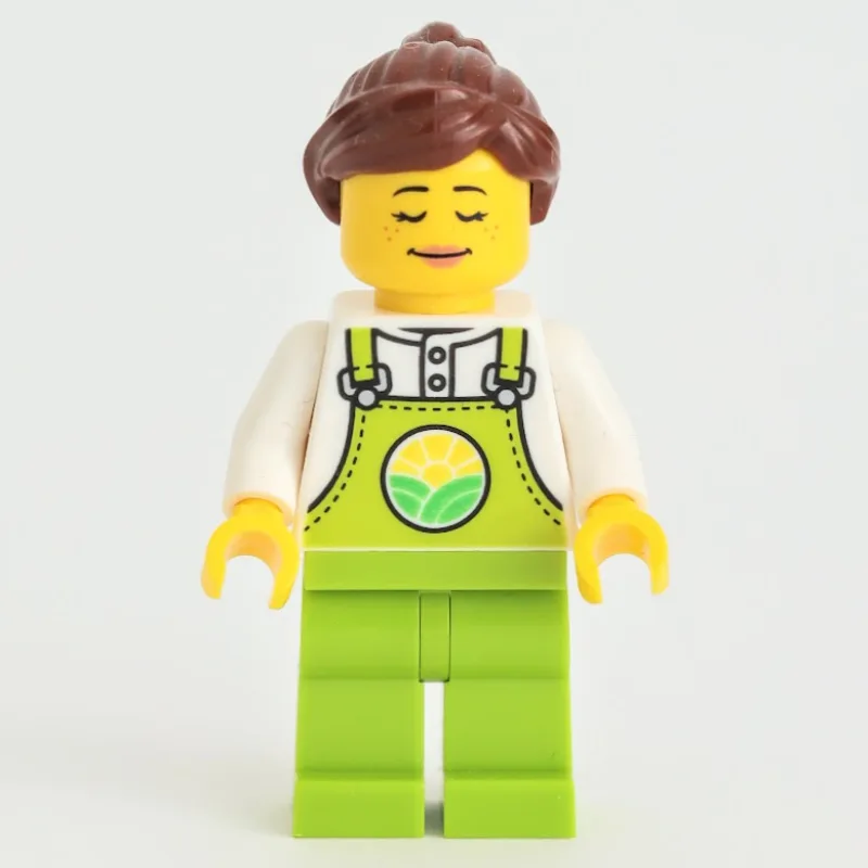 Farmer, Lime Overalls, Reddish Brown Ponytail — minifigurine LEGO | Brick Broker