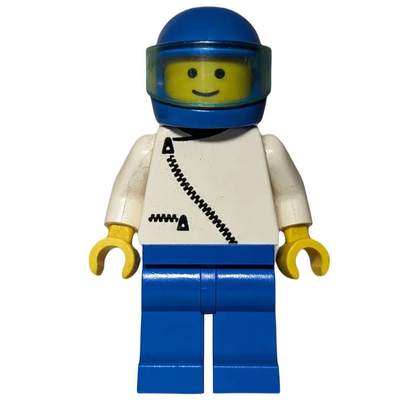 Man, White Jacket with Zipper, Blue Legs, Blu… — minifigurine LEGO | Brick Broker