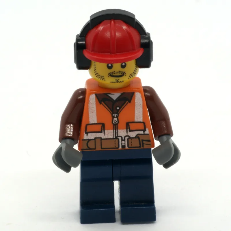 Construction Worker, Orange Safety Vest with… — minifigurine LEGO | Brick Broker