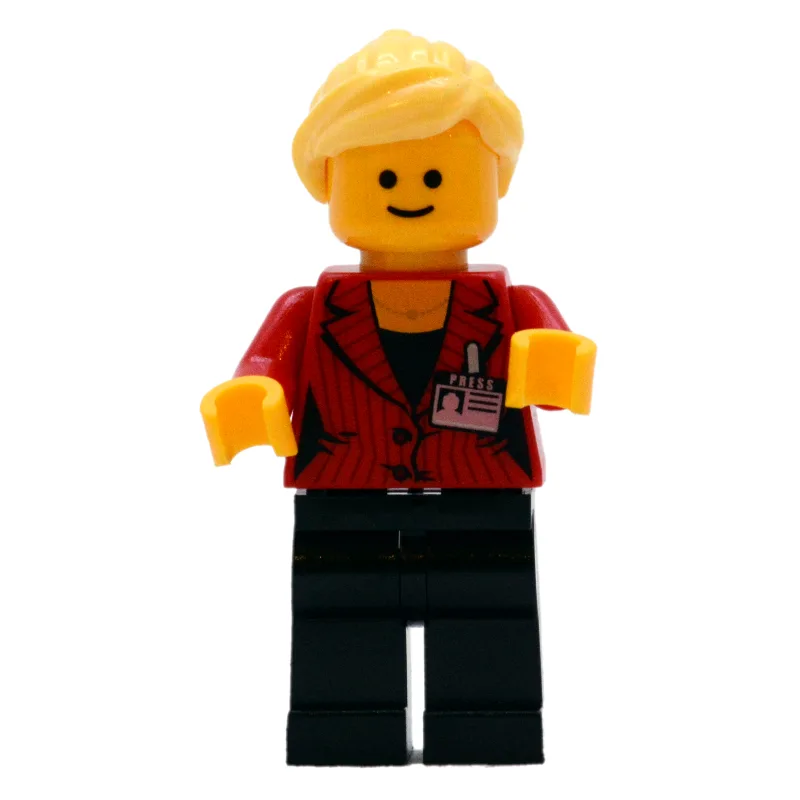 Red Torso, Black Legs, Bright Light Yellow Ha… — minifigurine LEGO | Brick Broker