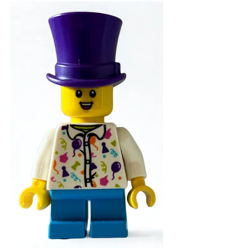 Boy, White Shirt with Balloons, Dark Purple T… — minifigurine LEGO | Brick Broker