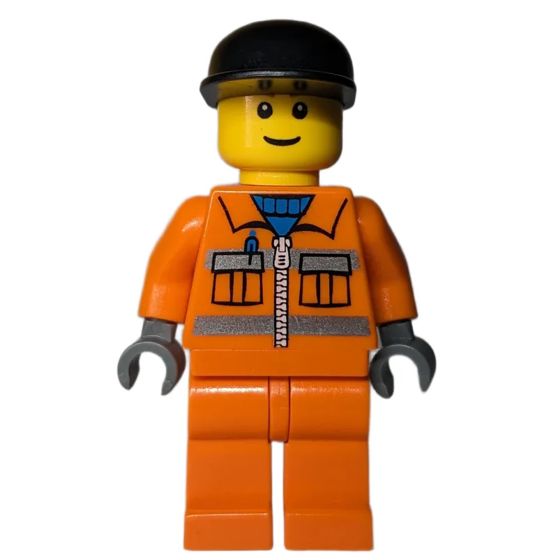Construction Worker, Orange Jacket with Zippe… — minifigurine LEGO | Brick Broker