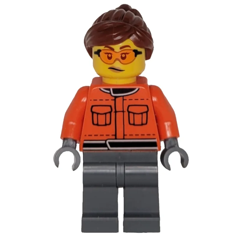 Pit Crew, Reddish Orange Torso, Dark Bluish G… — minifigurine LEGO | Brick Broker