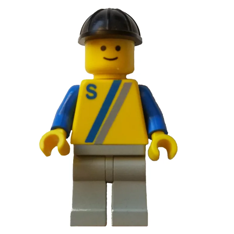 Man, Yellow Shirt with Two Stripes and 'S', L… — minifigurine LEGO | Brick Broker