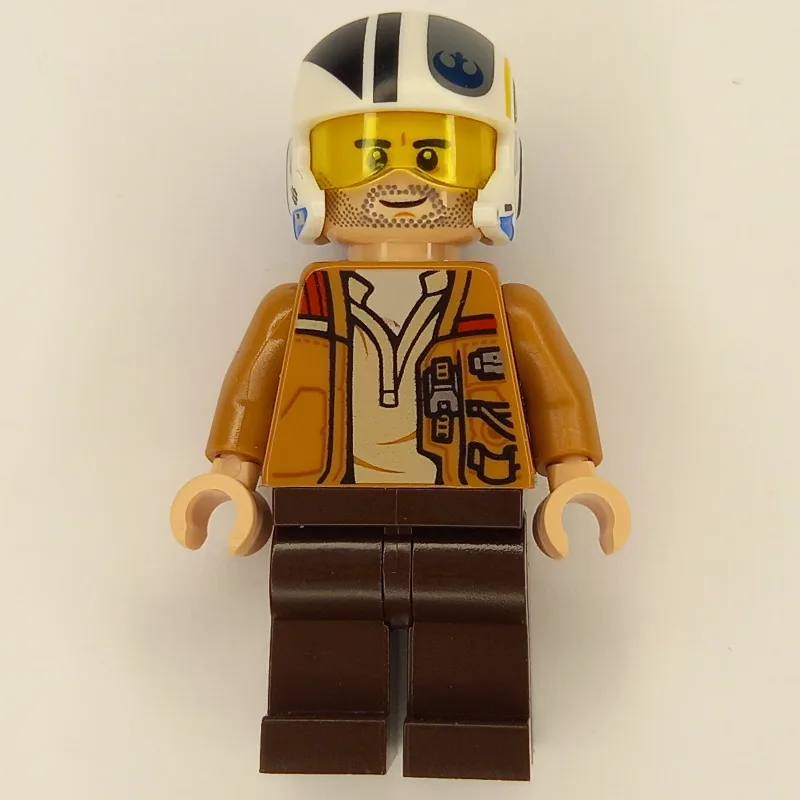 Poe Dameron, Open Medium Nougat Jacket, Helmet — minifigurine LEGO | Brick Broker