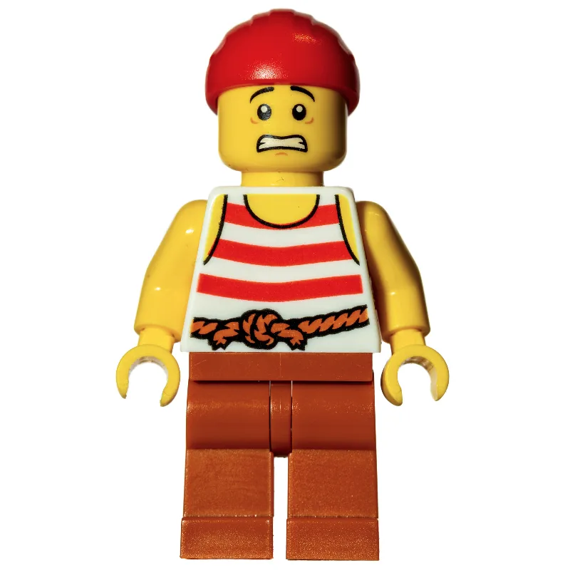 Pirate, Red and White Striped Shirt, Red Band… — minifigurine LEGO | Brick Broker