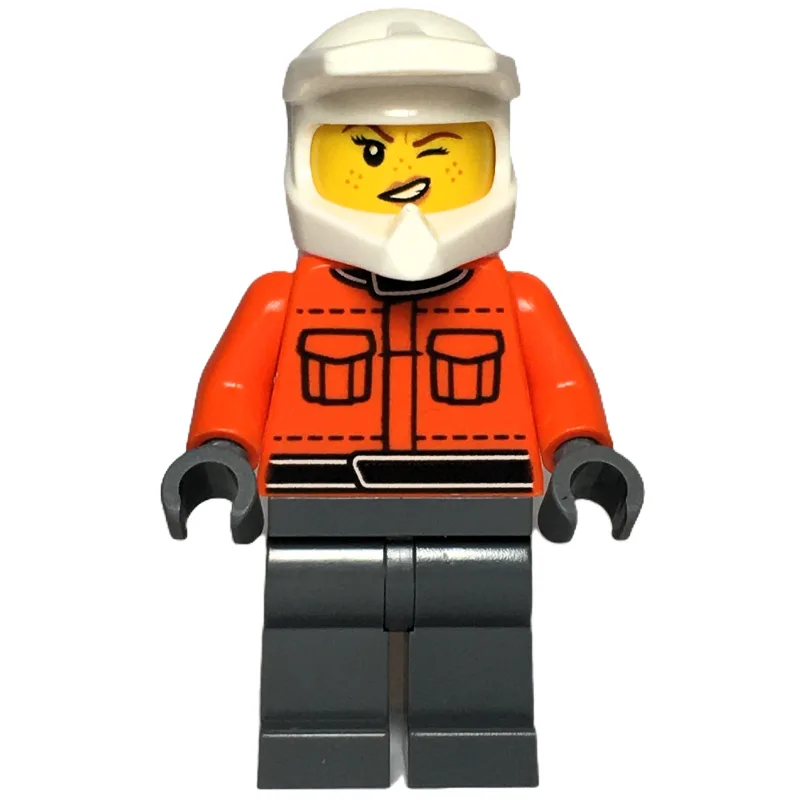 Pit Crew, Reddish Orange Torso, Dark Bluish G… — minifigurine LEGO | Brick Broker