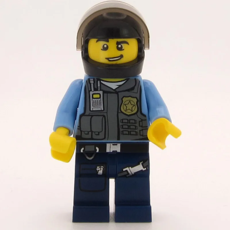Policeman, Dark Bluish Gray Vest with Radio,… — minifigurine LEGO | Brick Broker