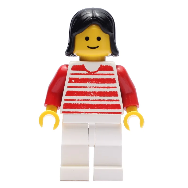 Woman - Red/White Striped Shirt, Red Arms, Wh… — minifigurine LEGO | Brick Broker