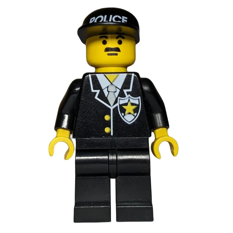 Policeman, Black Suit with Tie and Badge, Bla… — minifigurine LEGO | Brick Broker