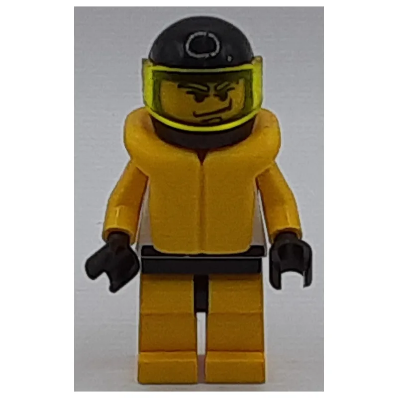 Racer, Yellow and White Outfit with Tiger, Bl… — minifigurine LEGO | Brick Broker