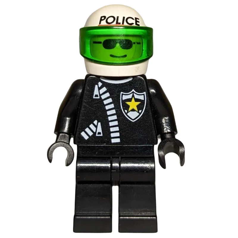 Policeman, Black Jacket with Zipper and Badge… — minifigurine LEGO | Brick Broker