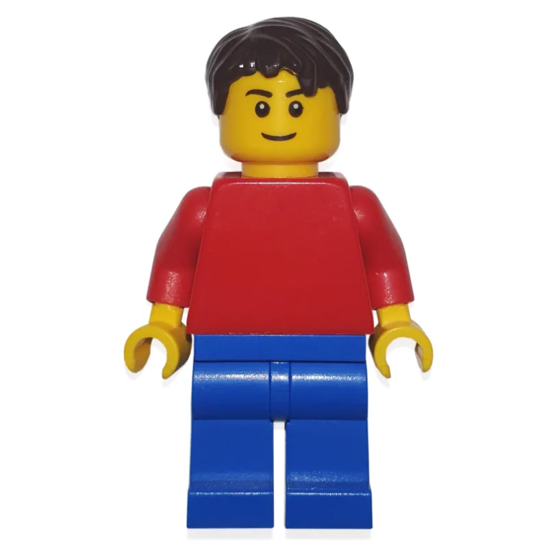 Man - Red Torso, Blue Legs, Reddish Brown Hair — minifigurine LEGO | Brick Broker