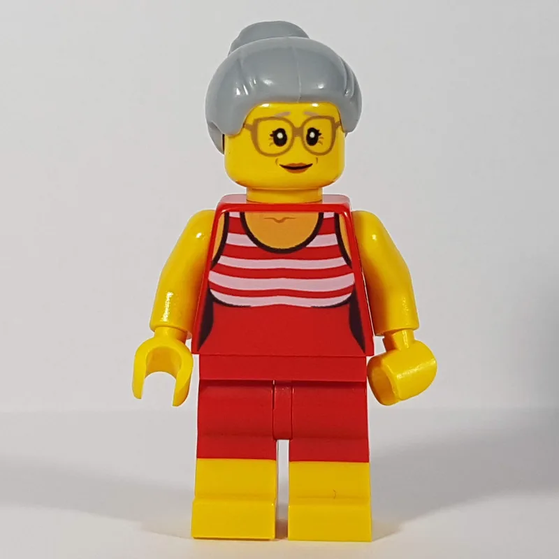 Woman, Red and White Swimsuit, Light Bluish G… — minifigurine LEGO | Brick Broker