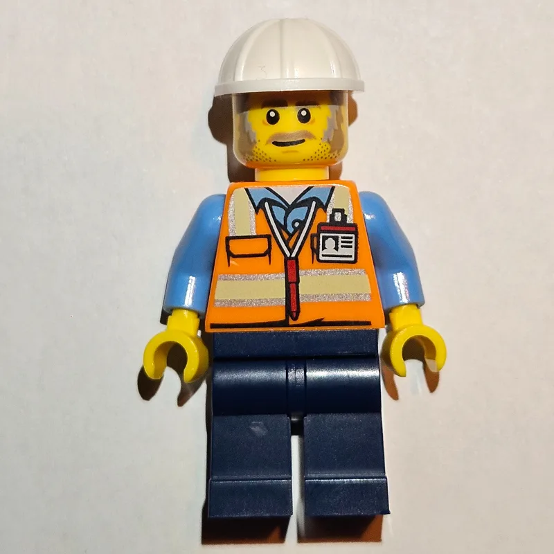 Construction Worker, Foreman - Orange Torso,… — minifigurine LEGO | Brick Broker