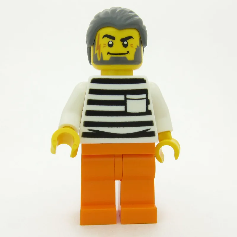 Criminal, Black and White Striped Shirt, Oran… — minifigurine LEGO | Brick Broker