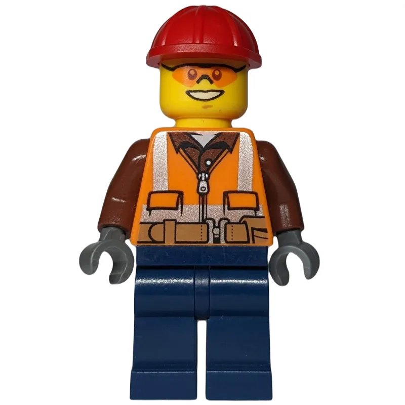 Construction Worker, Orange Safety Vest with… — minifigurine LEGO | Brick Broker