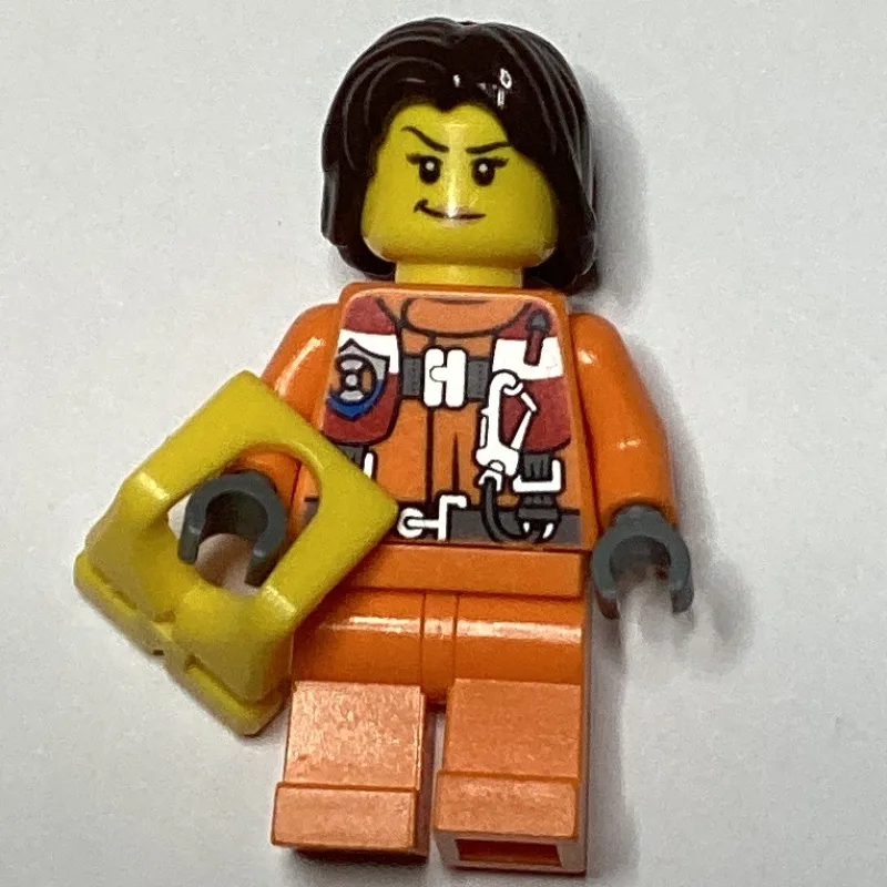 Coast Guard, Woman, Orange Jumpsuit, Yellow L… — minifigurine LEGO | Brick Broker