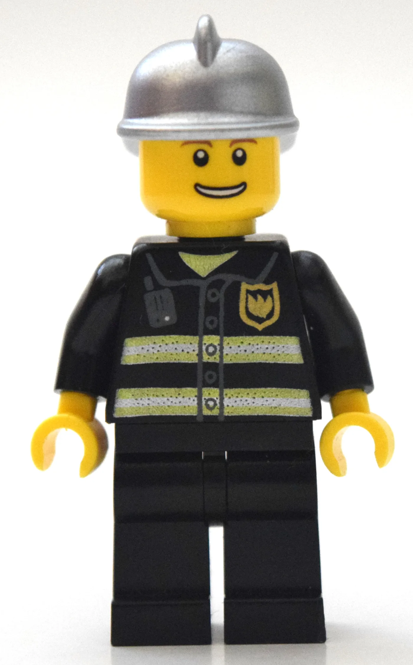 Fireman, Black Fire Jacket with Reflective St… — minifigurine LEGO | Brick Broker