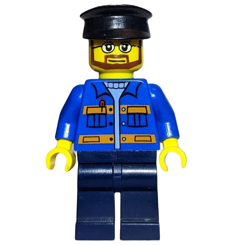 Man, Blue Jacket with Orange Stripes, Dark Bl… — minifigurine LEGO | Brick Broker