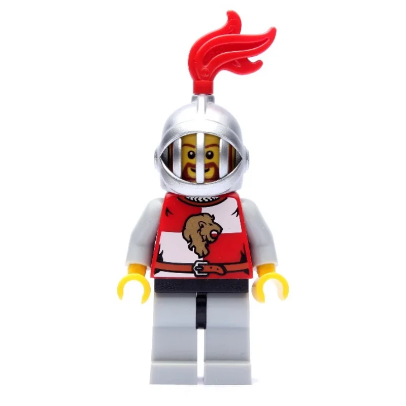 Lion Knight, Helmet with Grille and Red Plume — minifigurine LEGO | Brick Broker