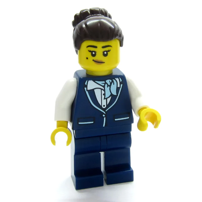 Air Hostess, Dark Blue Suit, Dark Brown Hair — minifigurine LEGO | Brick Broker