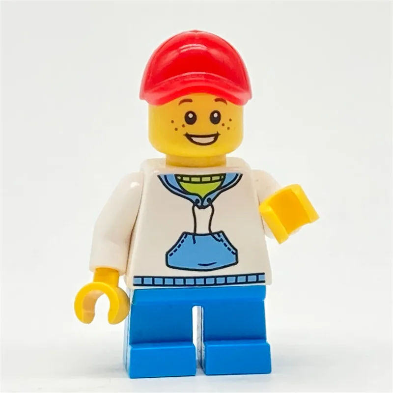 Kid - White Torso, Dark Azure Legs, Red Cap — minifigurine LEGO | Brick Broker
