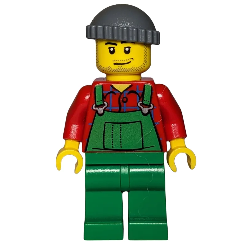 Man, Green Overalls over Red Shirt, Dark Blui… — minifigurine LEGO | Brick Broker