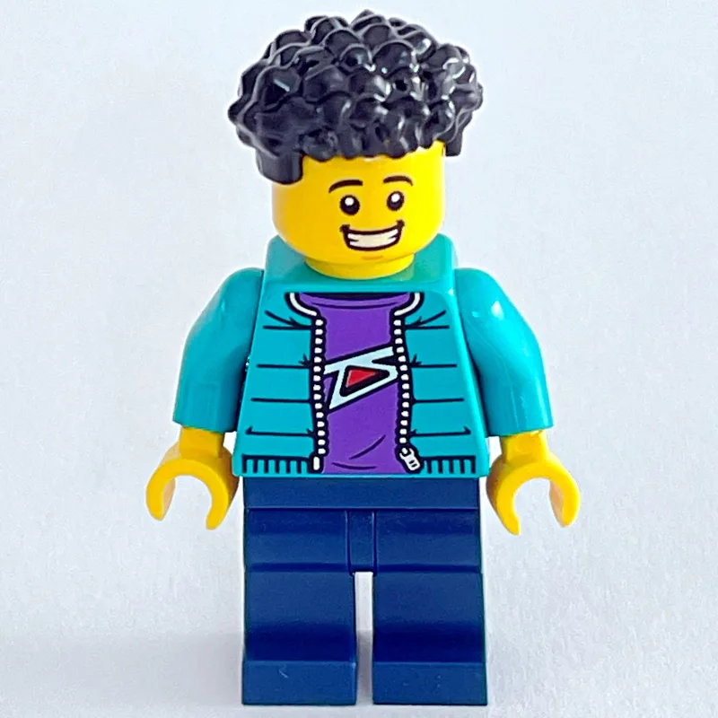 Man, Dark Turquoise Jacket, Dark Blue Legs, B… — minifigurine LEGO | Brick Broker