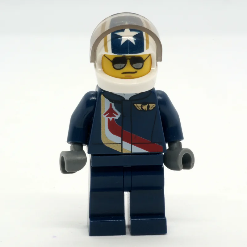 Pilot, Dark Blue Jumpsuit with Plane and Wing… — minifigurine LEGO | Brick Broker