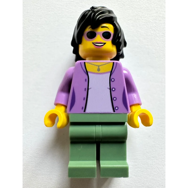 Medium Lavender Torso, Sand Green Legs, Black… — minifigurine LEGO | Brick Broker