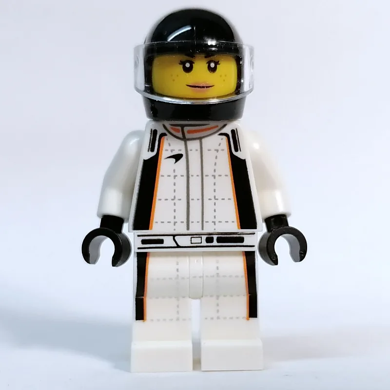 Race Driver - White Torso, White Legs, Black… — minifigurine LEGO | Brick Broker