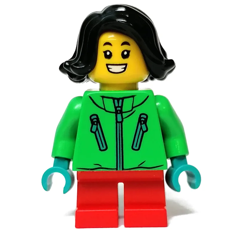 Kid - Green Torso, Red Legs, Black Hair — minifigurine LEGO | Brick Broker