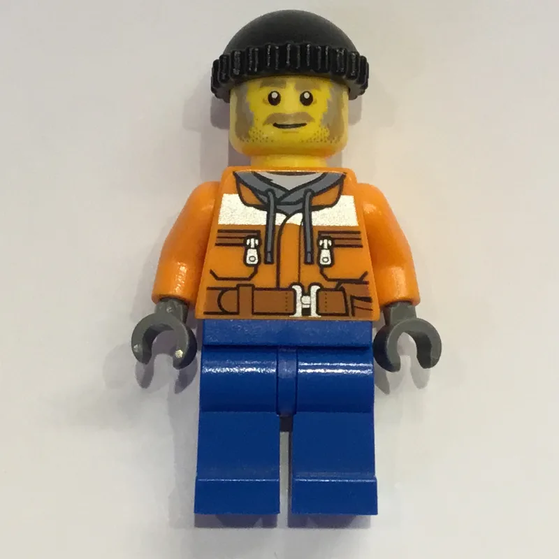 Worker, Orange Safety Jacket over Hoodie, Blu… — minifigurine LEGO | Brick Broker
