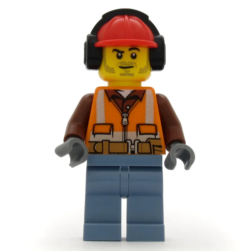 Construction Worker, Orange Safety Vest with… — minifigurine LEGO | Brick Broker