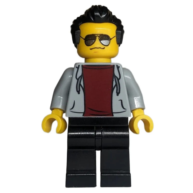 Light Bluish Grey Torso, Black Legs, Black Ha… — minifigurine LEGO | Brick Broker