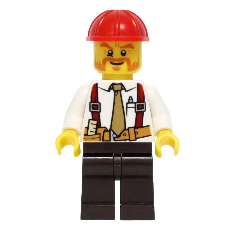 Construction Worker, White Shirt with Tie and… — minifigurine LEGO | Brick Broker