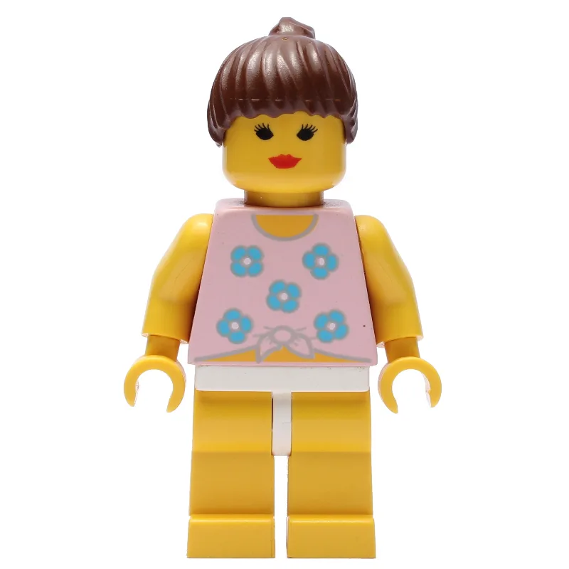 Woman, Tied Pink Tank Top with Flowers, Yello… — minifigurine LEGO | Brick Broker