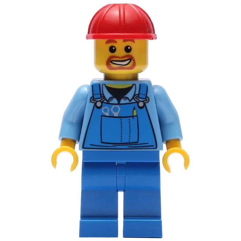 Construction Worker, Blue Overalls over Mediu… — minifigurine LEGO | Brick Broker