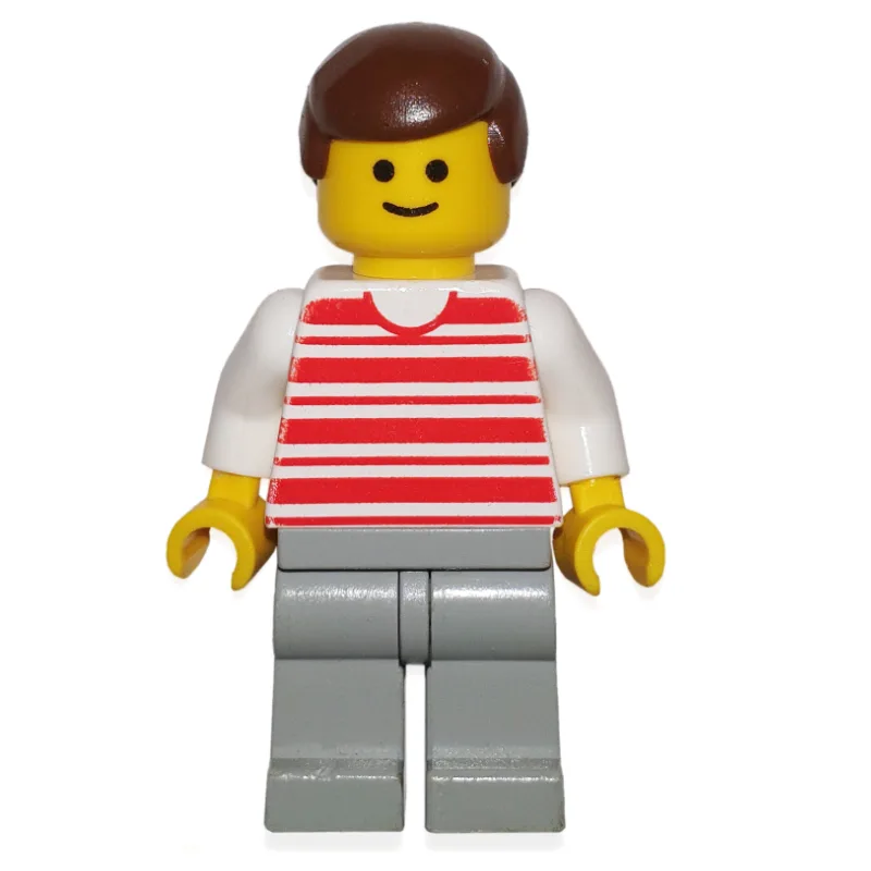 Man - Red/White Striped Shirt, White Arms, Li… — minifigurine LEGO | Brick Broker